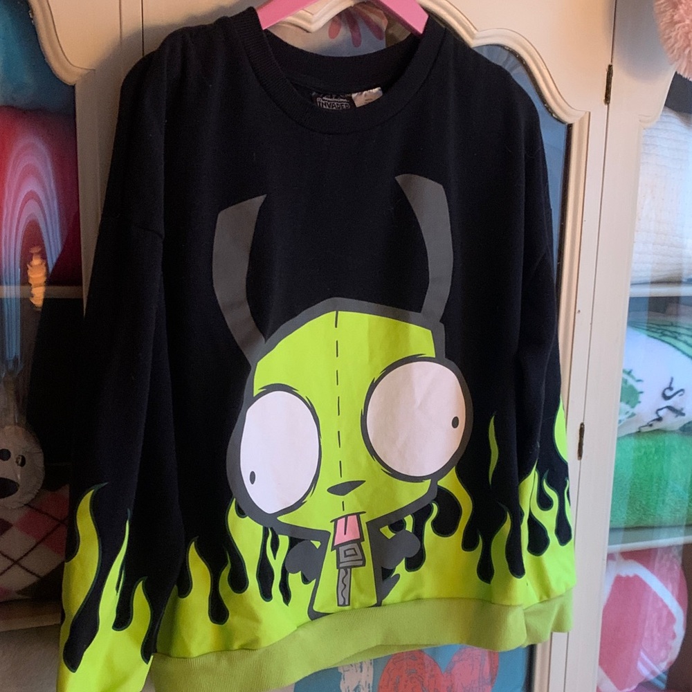 INVADER ZIM Nickelodeon Kids Large Graphic Sweatshirt - Black and Green